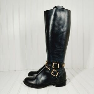 INC International Concepts Farrah Black Leather Knee High Fashion Boots B 643